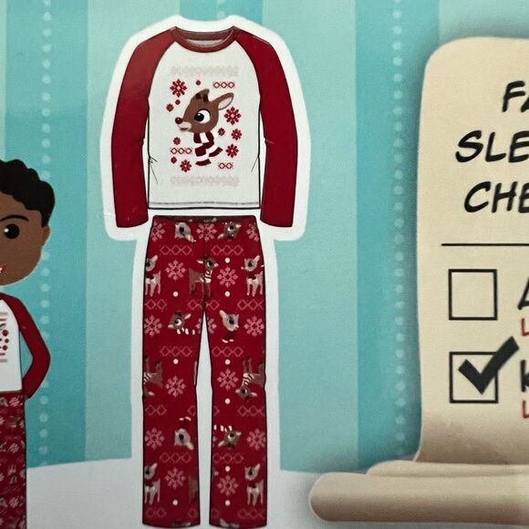 Rudolph the Reindeer Christmas 2 Piece Pyjamas PJ Set Fleece Unisex kids 4 $48 - Picture 1 of 5